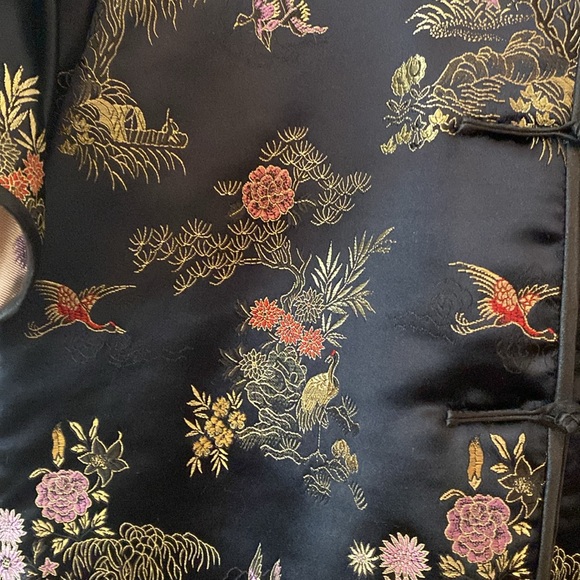 Vintage Asian style blouse  size L 100%silk - Picture 5 of 9